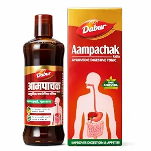 Dabur Aampachak Kadha | Ayurvedic Digestive Tonic | Helps in Gas, Acidity, Constipation, Piles & Digestion | 450 ml