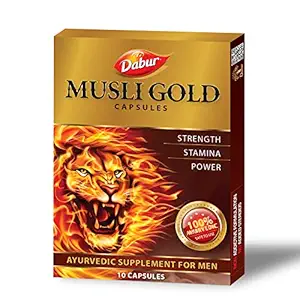 Dabur Musli Gold Capsules - 10 Capsules | 100% Ayurvedic Capsules for Strength, Stamina & Power | Ayurvedic Supplement for Men