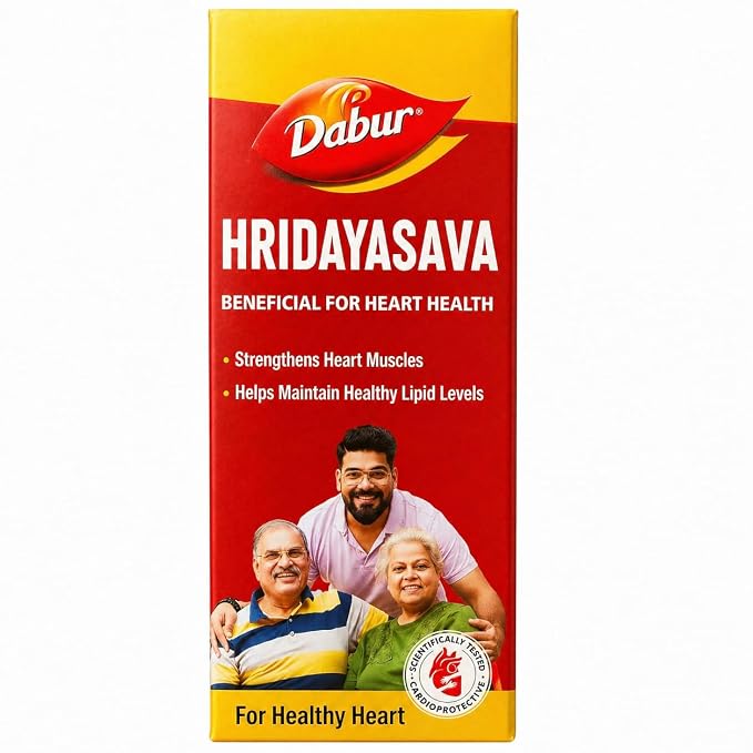 Dabur Hridayasava Ayurvedic Tonic for Heart & Cardiovascular Support | With Arjun Chhal, Ashwagandha, Draksha & Amla | Helps Maintain Healthy Lipid Levels | 450 ML