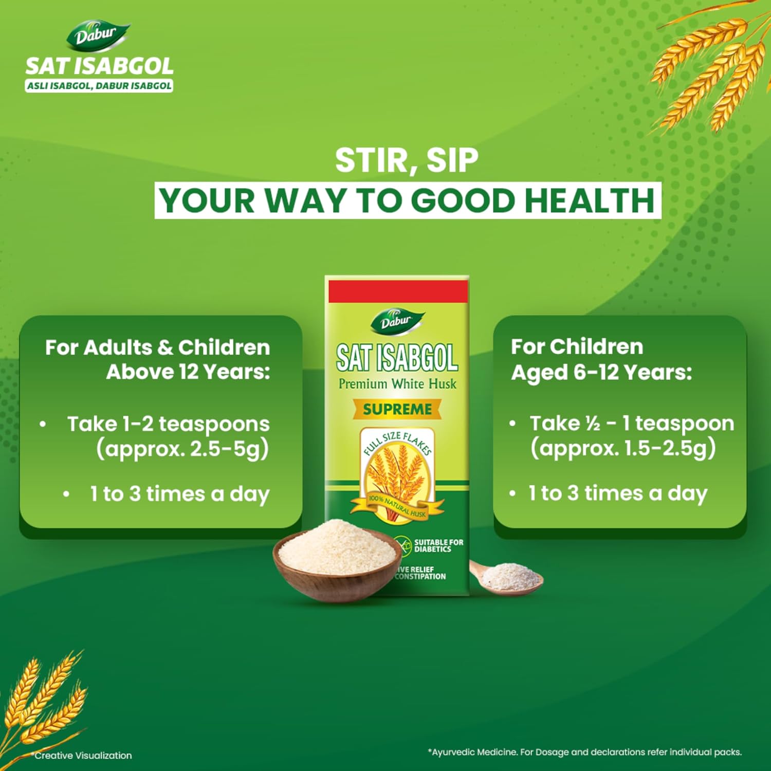 Dabur Sat Isabgol (Psyllium Husk) - 180g | Rich in Fiber | Provides Effective Relief from Constipation & Bloating | Promotes Bowel Health | Non-Habit Forming | 100% Ayurvedic - Image 6