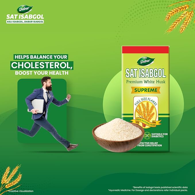 Dabur Sat Isabgol (Psyllium Husk) - 180g | Rich in Fiber | Provides Effective Relief from Constipation & Bloating | Promotes Bowel Health | Non-Habit Forming | 100% Ayurvedic - Image 5