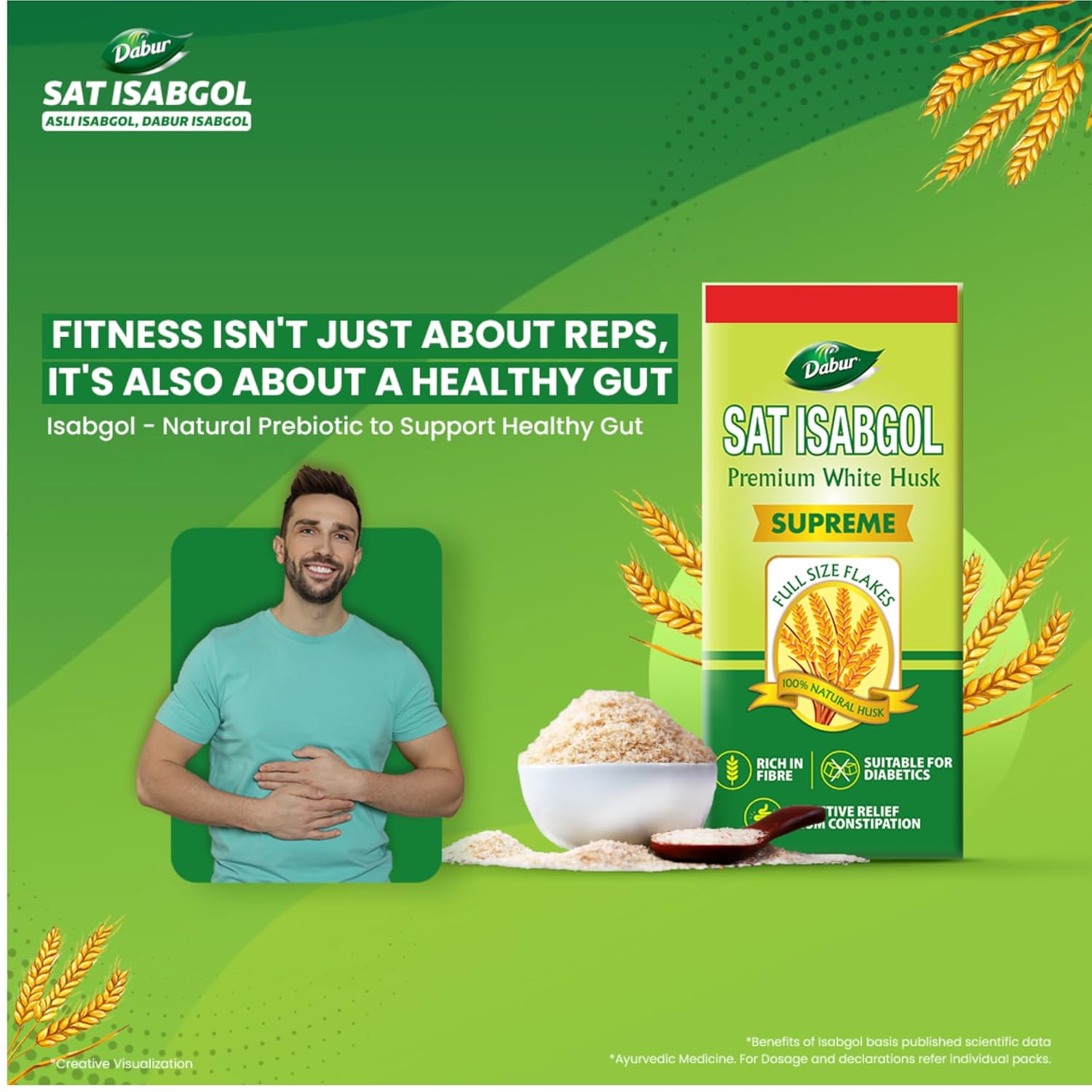 Dabur Sat Isabgol (Psyllium Husk) - 180g | Rich in Fiber | Provides Effective Relief from Constipation & Bloating | Promotes Bowel Health | Non-Habit Forming | 100% Ayurvedic - Image 8