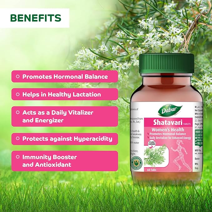 Dabur Shatavari Tablets | Women's Wellness | Hormonal Balance Supplement - 60 tablets - Image 3