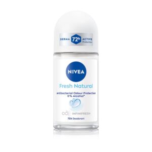 NIVEA Fresh Natural Roll On Deodorant | 72H Long Lasting Freshness | Fights Bacteria and Bad Odour | Mild Soothing Fragrance