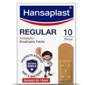 Hansaplast Antiseptic Regular Bandage for Cuts & Wounds | 10 strips | Pack of 4