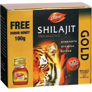 Dabur Shilajit Gold Capsule for Men | For Immunity, Strength, Stamina & Power with 100gm Honey Free